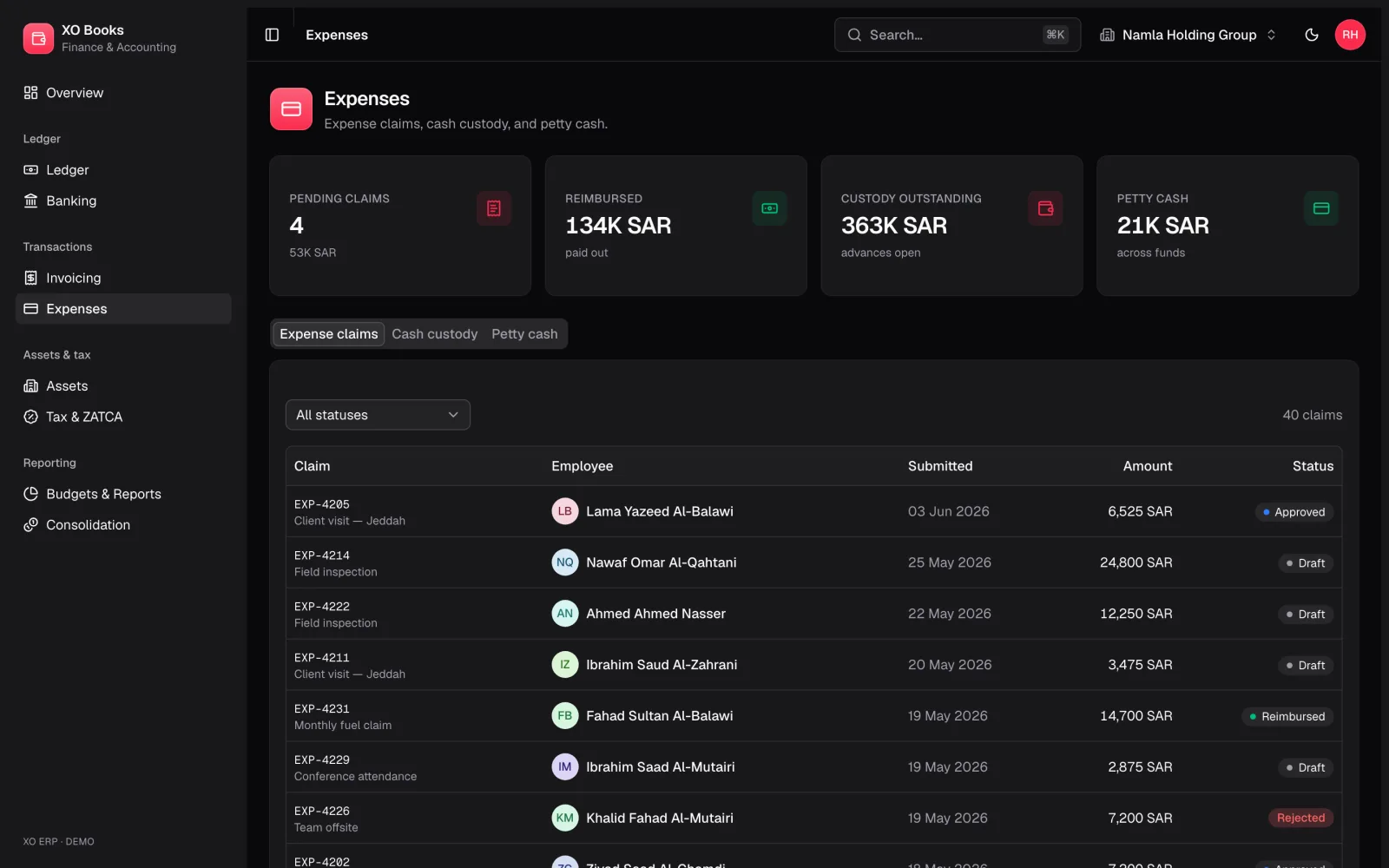 Hoot Finance — Expenses: product screenshot