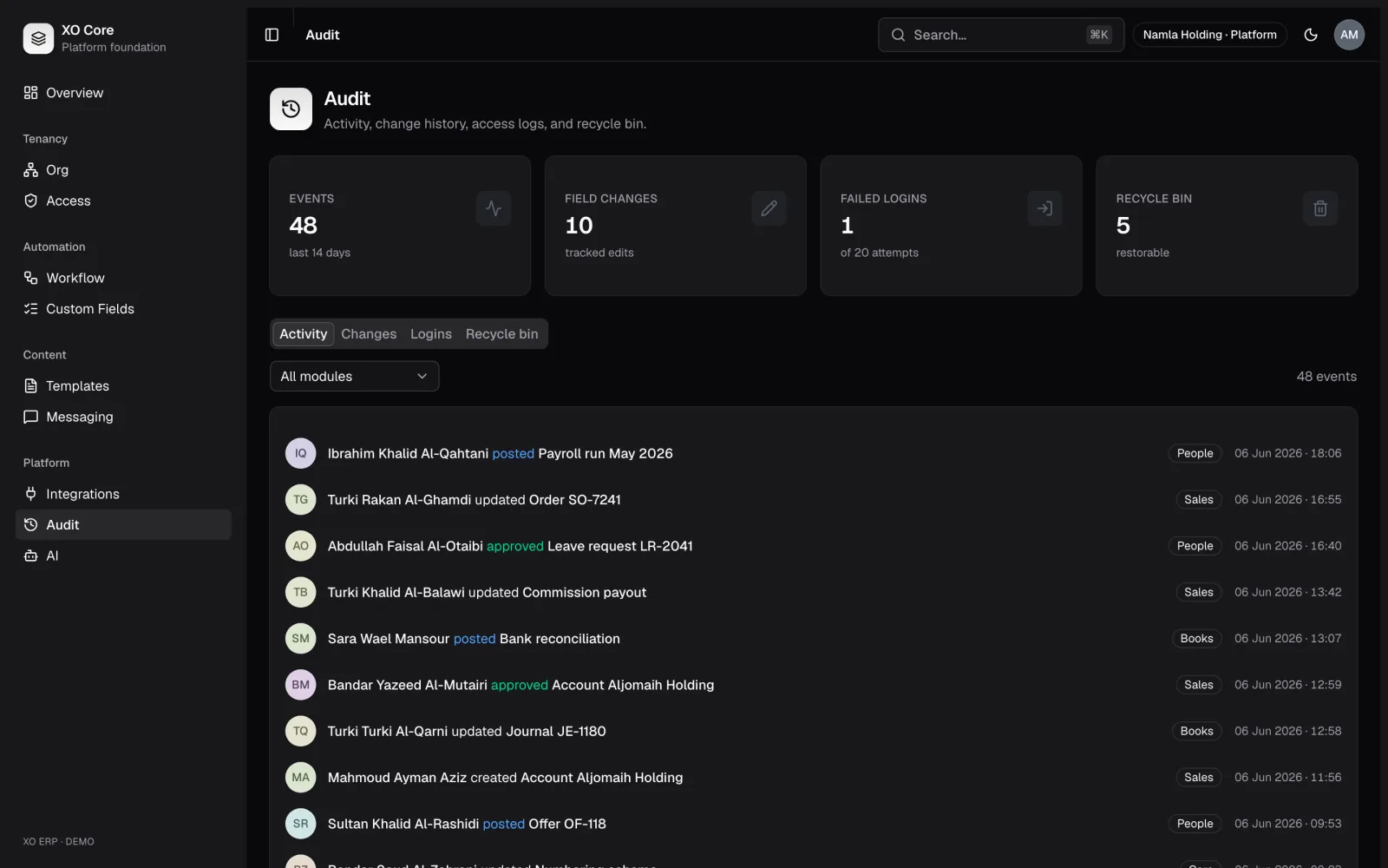 Hoot Platform — Compliance & controls: product screenshot