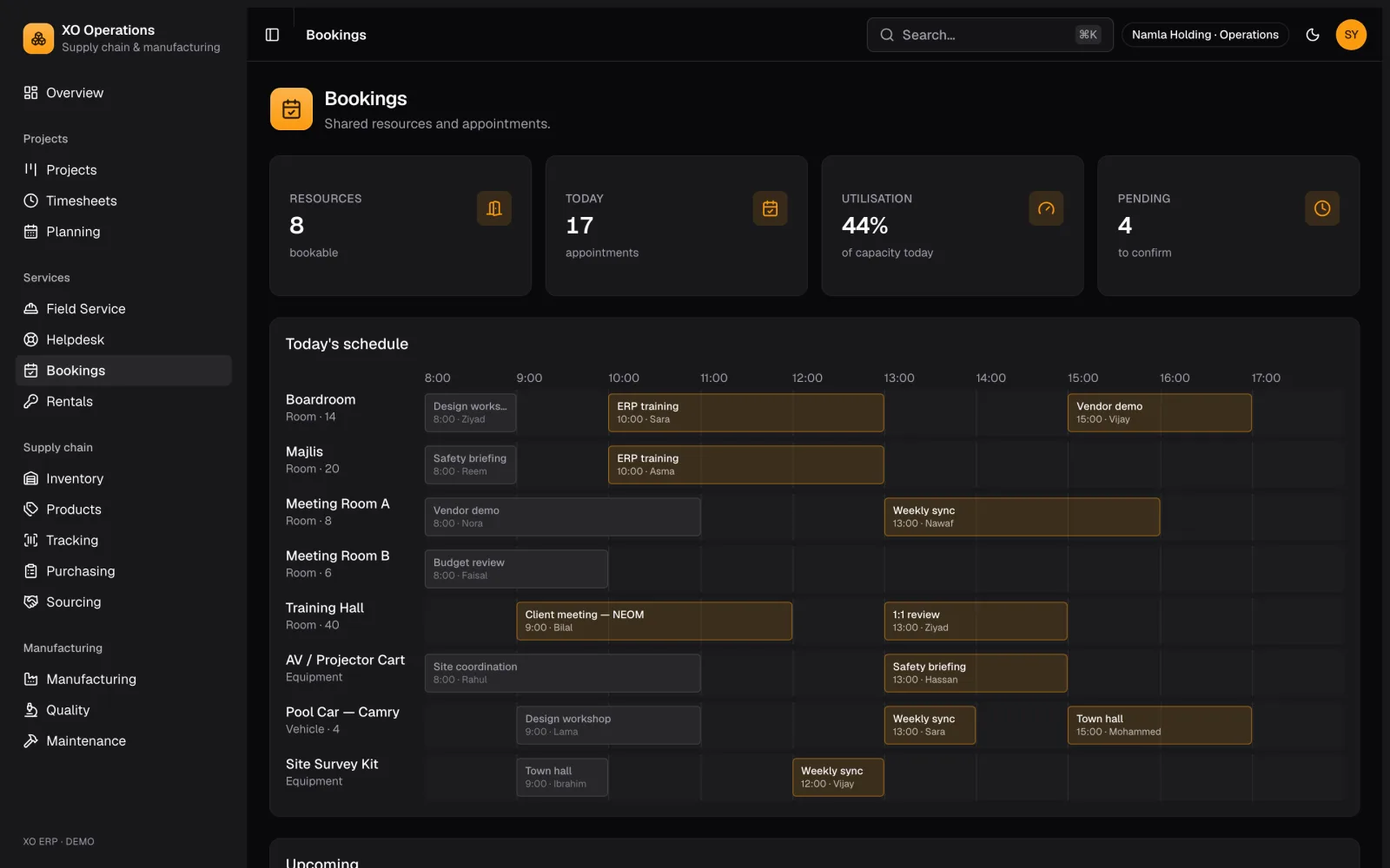 Hoot Commerce — Bookings: product screenshot