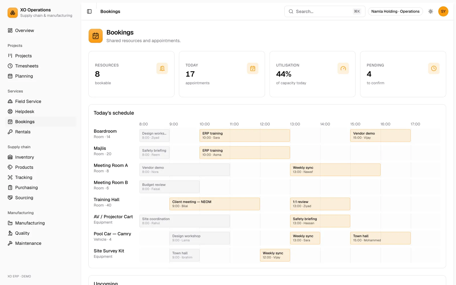 Hoot Commerce — Bookings: product screenshot